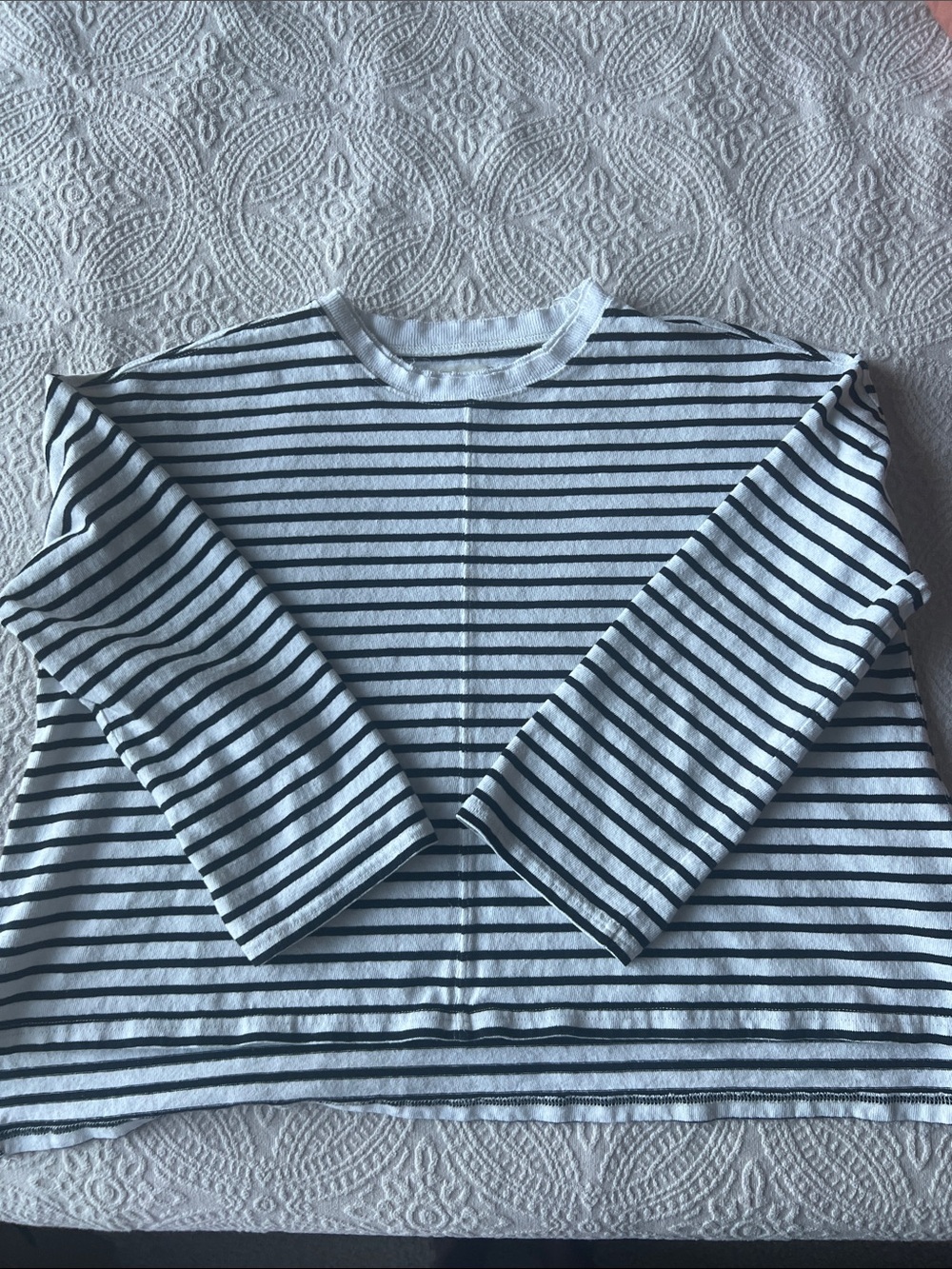 Madewell Long Sleeve Stripe Tee - White & Black